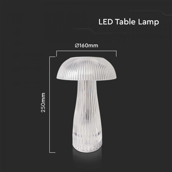 LED TABLE LAMP1800mAH BATTERY 1W 3IN1 50lm 160x250 TRANSPARENT TOUCH DIMMING