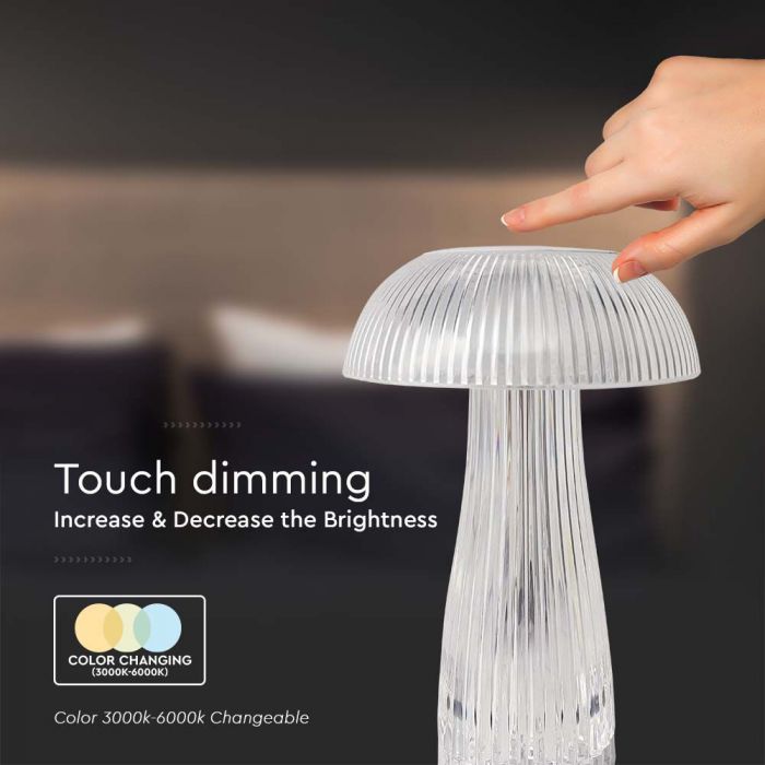 LED TABLE LAMP1800mAH BATTERY 1W 3IN1 50lm 160x250 TRANSPARENT TOUCH DIMMING