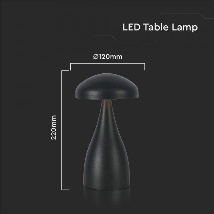 LED TABLE LAMP1800mAH BATTERY 1W 3IN1 55lm 120x220mm BLACK TOUCH DIMMING