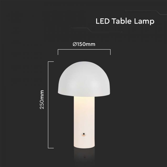 LED TABLE LAMP1800mAH BATTERY 3W 3IN1 200lm 150x250mm WHITE TOUCH DIMMING