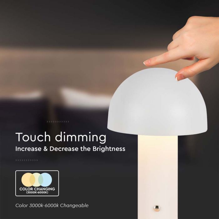 LED TABLE LAMP1800mAH BATTERY 3W 3IN1 200lm 150x250mm WHITE TOUCH DIMMING