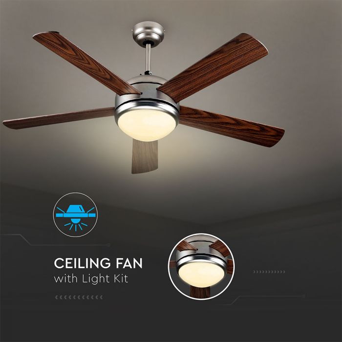 LED CEILING FAN WITH RF CONTROL/5 MDF DOUBLE COLOR BLADES/AC MOTOR 60W 1500lm 3in1 CCT 52"(132CM) 3 SPEED