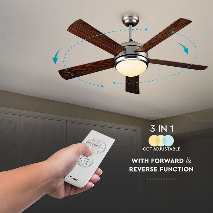 LED CEILING FAN WITH RF CONTROL/5 MDF DOUBLE COLOR BLADES/AC MOTOR 60W 1500lm 3in1 CCT 52"(132CM) 3 SPEED