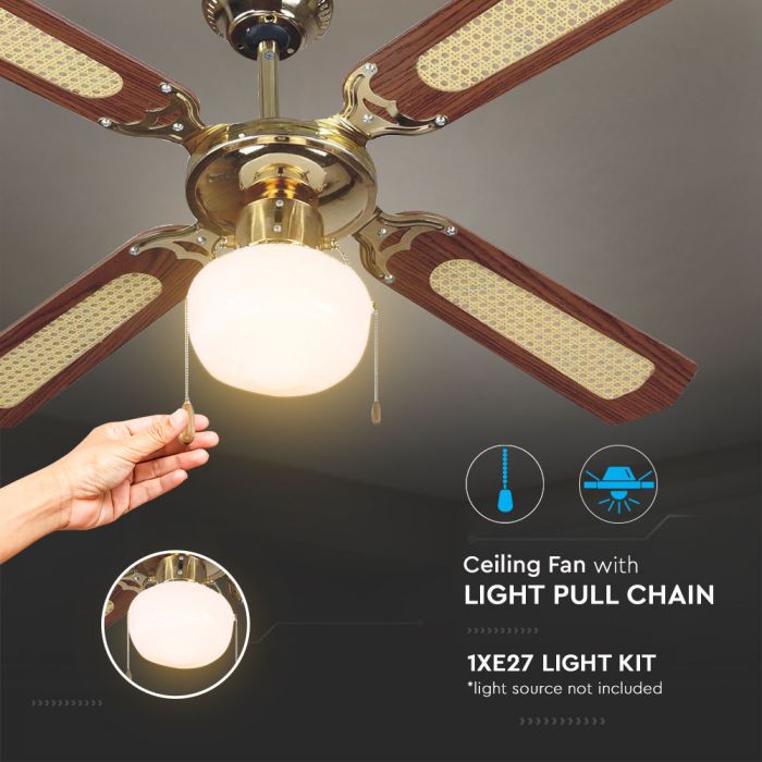 LED CEILING FAN WITH RF CONTROL/4 MDF DOUBLE COLOR BLADES/AC MOTOR 50W 1XE27 52"(107CM) 3 SPEED