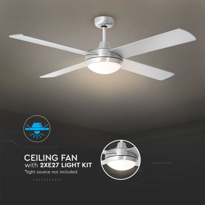 LED CEILING FAN WITH RF CONTROL/4 MDF BLADES/AC MOTOR 2XE27 52"(132CM) 3 SPEED