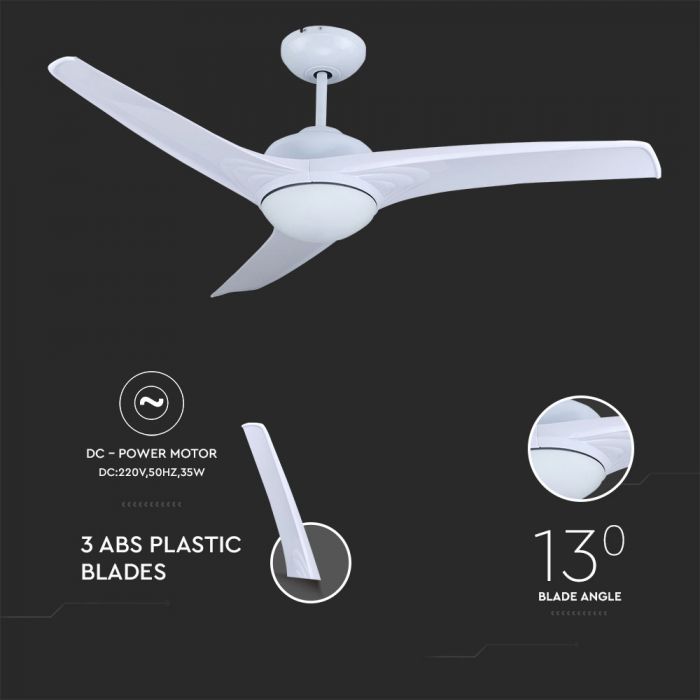 LED CEILING FAN WITH RF CONTROL/3 MDF BLADES/35W DC MOTOR 15W 1500lm 3in1 CCT 52"(132CM) 5 SPEED