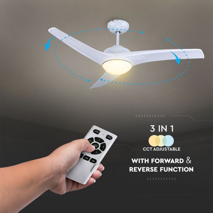 LED CEILING FAN WITH RF CONTROL/3 MDF BLADES/35W DC MOTOR 15W 1500lm 3in1 CCT 52"(132CM) 5 SPEED