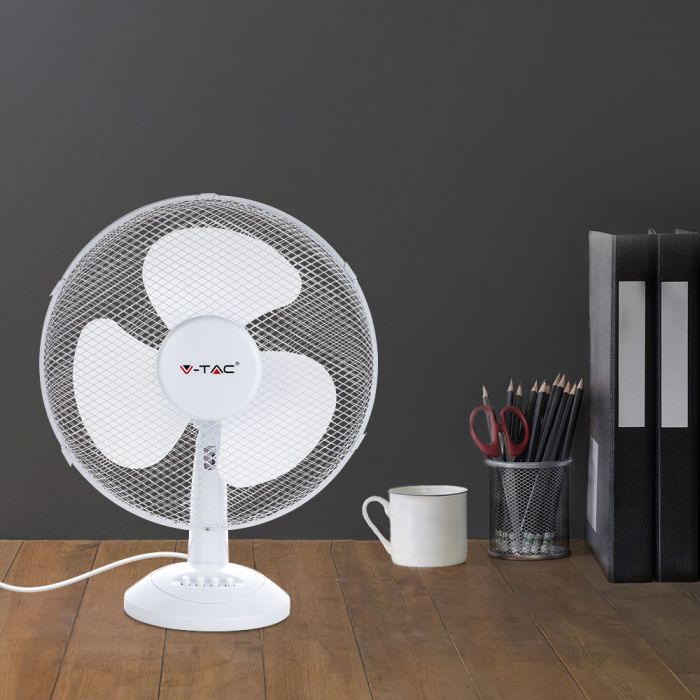 LED DESK FAN 40W 12" 3 SPEED WHITE