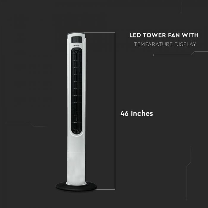 LED TOWER FAN 55W with Temperature Display / compatible with Amazon Alex&Google Home / 46"/Remote Control/Timer/3 Speed