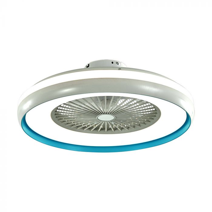 LED CEILING FAN WITH RF CONTROL/GREY/7 ABS BLADES/45W AC MOTOR 30W 3000lm 3in1 CCT 60X20 3 SPEED BLUE RING