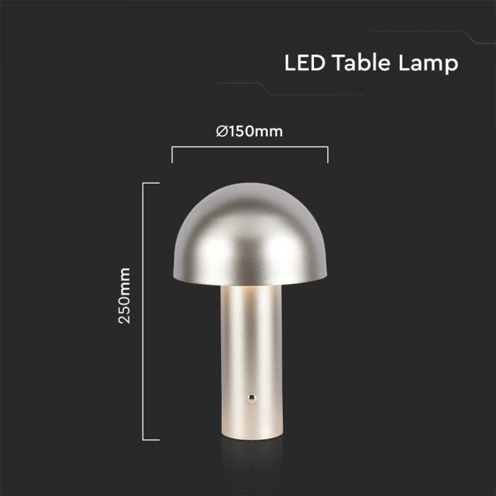 LED TABLE LAMP1800mAH BATTERY 3W 3IN1 200lm 150x250mm CHAMPAGNE GOLD TOUCH DIMMING