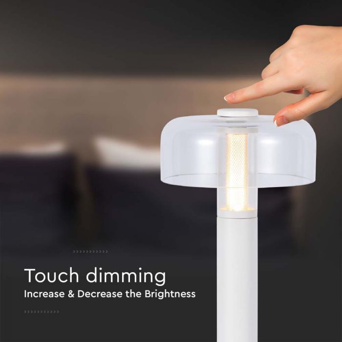 LED TABLE LAMP 1800mAH BATTERY 1W WW 100lm 150x300 WHITE TOUCH DIMMING