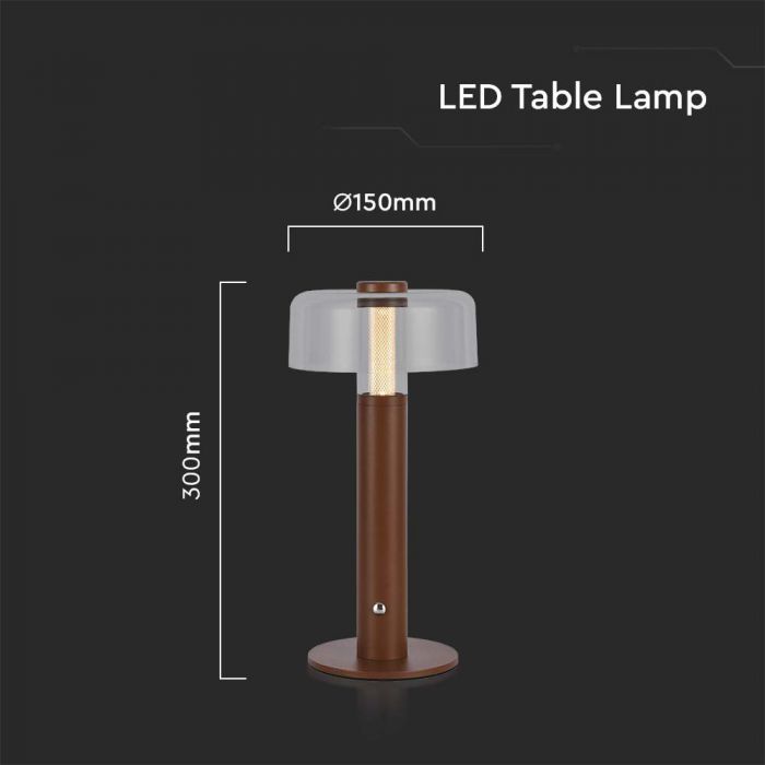 LED TABLE LAMP 1800mAH BATTERY 1W WW 100lm 150x300 SAND BROWN TOUCH DIMMING