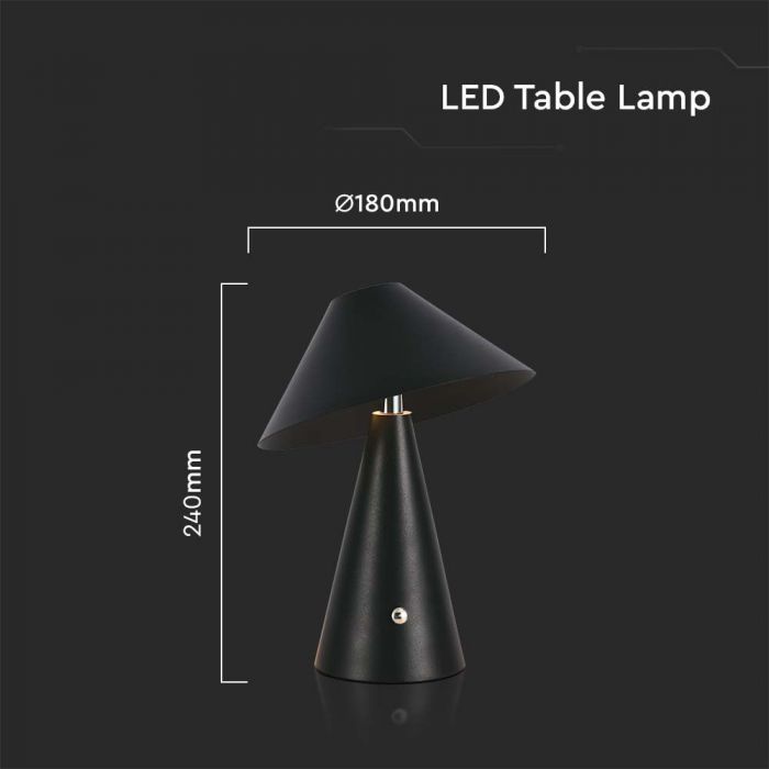 LED TABLE LAMP 1800mAH BATTERY 3W 3IN1 200lm 180x240 BLACK TOUCH DIMMING