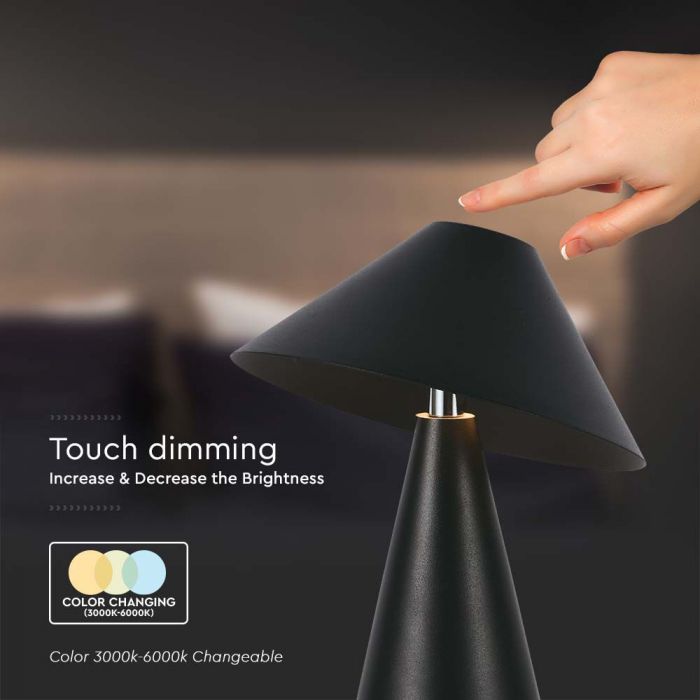 LED TABLE LAMP 1800mAH BATTERY 3W 3IN1 200lm 180x240 BLACK TOUCH DIMMING