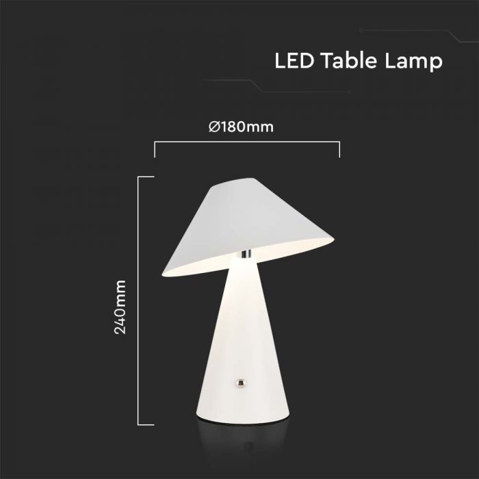 LED TABLE LAMP 1800mAH BATTERY 3W 3IN1 200lm 180x240 WHITE TOUCH DIMMING