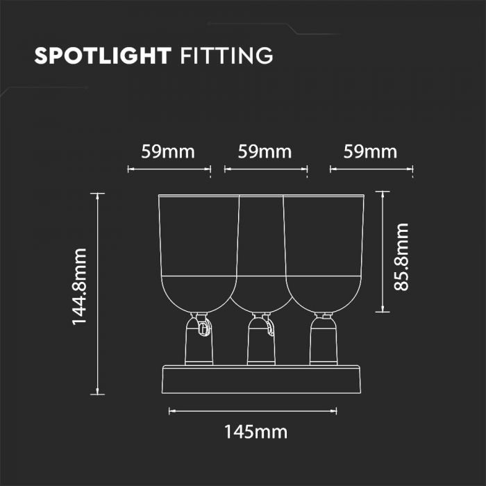 LED WALL/CEILING FITTING ROUND BASE 3XGU10 145X144.8 WHITE