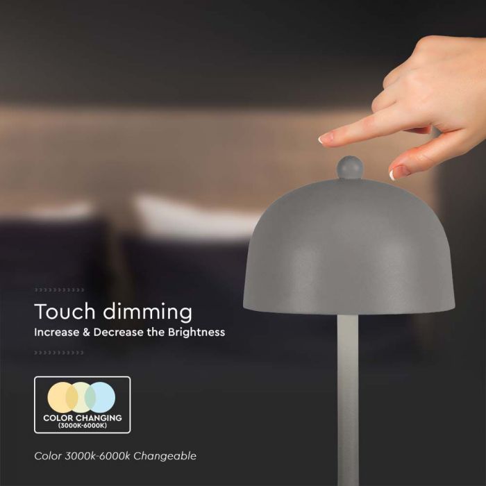 LED TABLE LAMP1800mAH BATTERY 3W 3IN1 200lm 115x300mm GREY TOUCH DIMMING