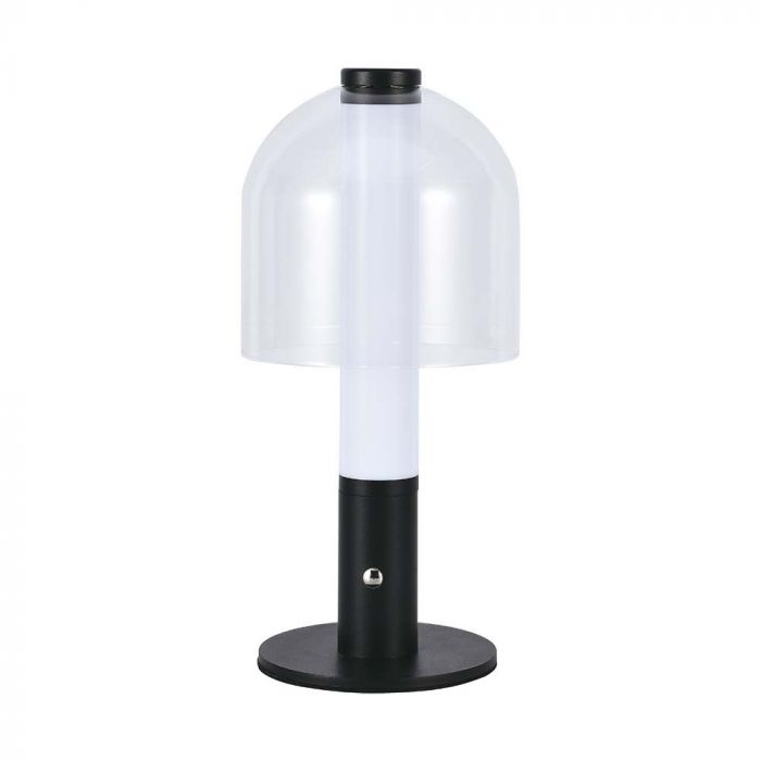 LED TABLE LAMP 1800mAH BATTERY 2W 3IN1 100lm 140x300 BLACK+TRANSPARENT GLASS TOUCH DIMMING