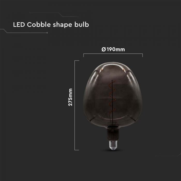 LED APPLE SHAPE BLACK BIG BULB  E27 4W 300° 190x275 GLASS