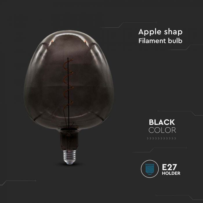 LED APPLE SHAPE BLACK BIG BULB  E27 4W 300° 190x275 GLASS