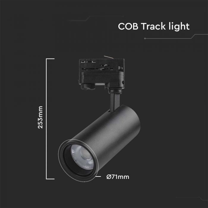 LED COB TRACKLIGHT 30W 3IN1 2900lm BLACK REFLECTOR BLACK BACK COVER BLACK BODY