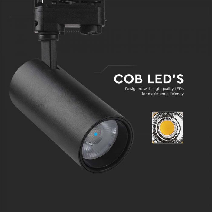 LED COB TRACKLIGHT 30W 3IN1 2900lm BLACK REFLECTOR BLACK BACK COVER BLACK BODY