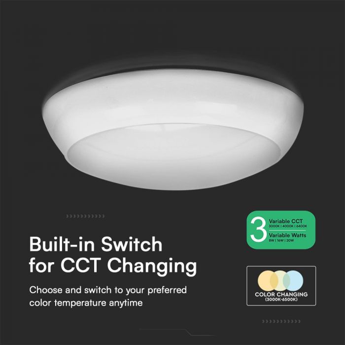 LED DOME LIGHT EMERGENCY/SENSOR 20W 3IN1 2600lm  320X100 IP65 IK8