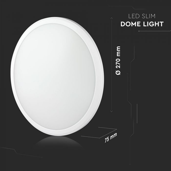 LED DOME LIGHT SLIM WITH SENSOR 12W 110° 1440lm CW 270X65 IP65 IK08 SAMSUNG CHIP