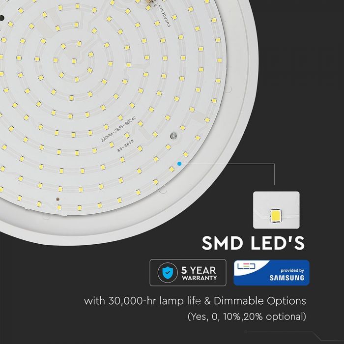 LED DOME LIGHT SLIM WITH SENSOR 12W 110° 1440lm CW 270X65 IP65 IK08 SAMSUNG CHIP