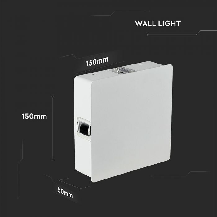 LED WALL LIGHT ALUMINIUM SQUARE 4W DL 440lm 360° 15X15X5 IP65 WHITE