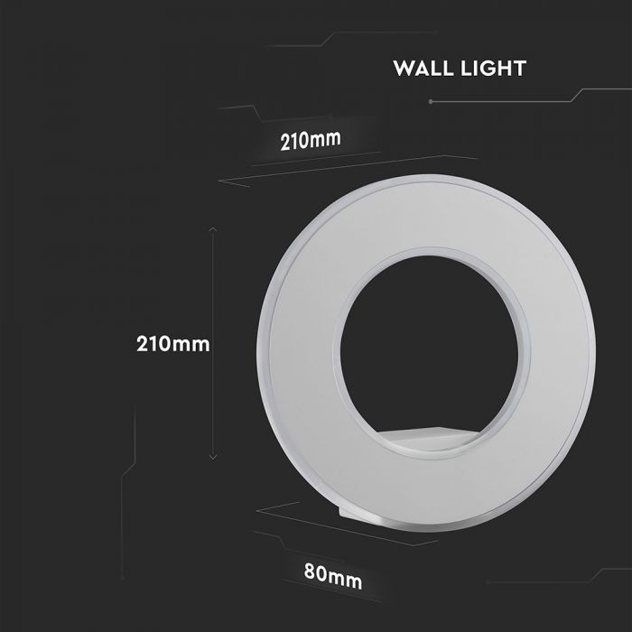 LED WALL LIGHT ALUMINIUM 9W DL 990lm 360° 21X8 WHITE