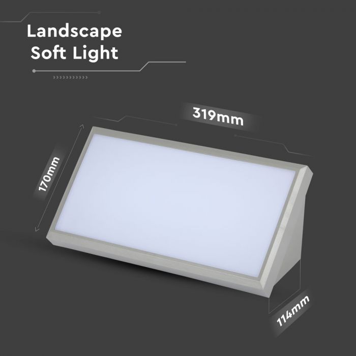 LED OUTDOOR WALL LIGHT GREY 20W CW 2050lm110° 319X170X114 IP65