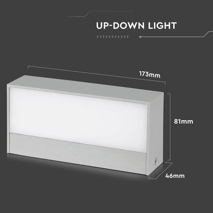 LED UP/DOWN WALL LIGHT GREY 9W DL 850lm 90° 173X81X46 IP65