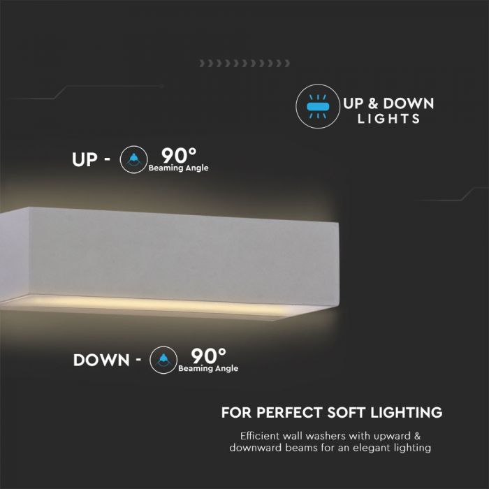 LED UP/DOWN WALL LIGHT GREY 12W WW 600lm 92° 230X100X90 IP65