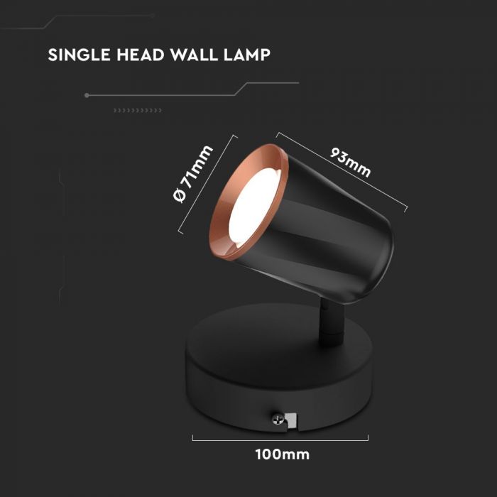 LED WALL LIGHT BLACK 6W DL 480lm 100° 100X93 PLASTIC+METAL