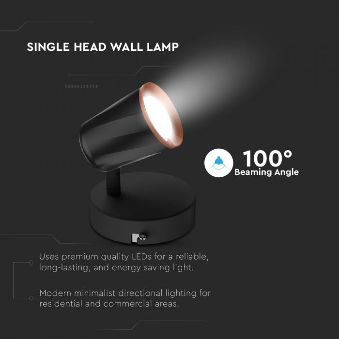 LED WALL LIGHT BLACK 6W DL 480lm 100° 100X93 PLASTIC+METAL