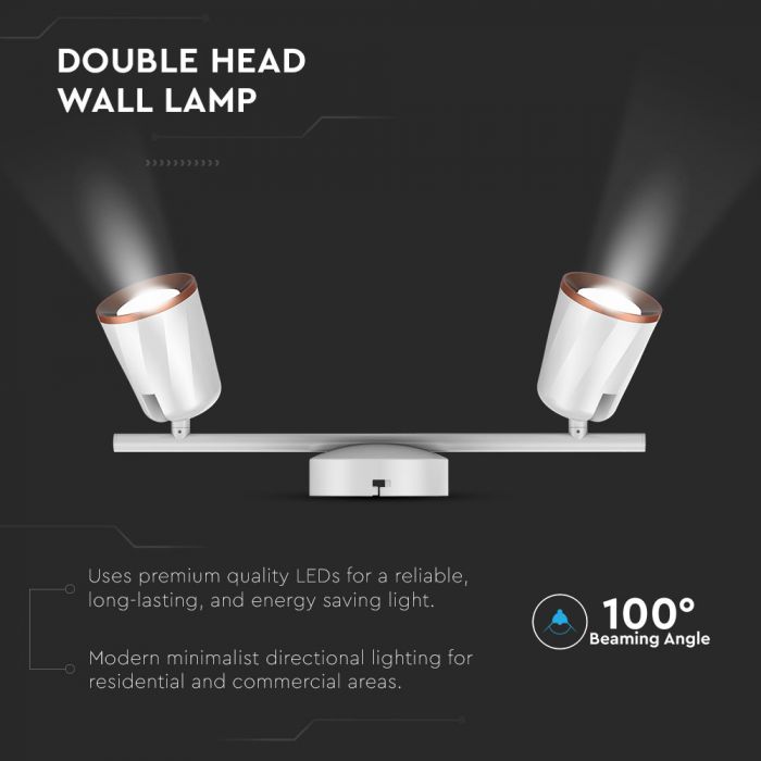 LED WALL LIGHT WHITE 12W DL 960lm 100° 405X100X93 PLASTIC+METAL