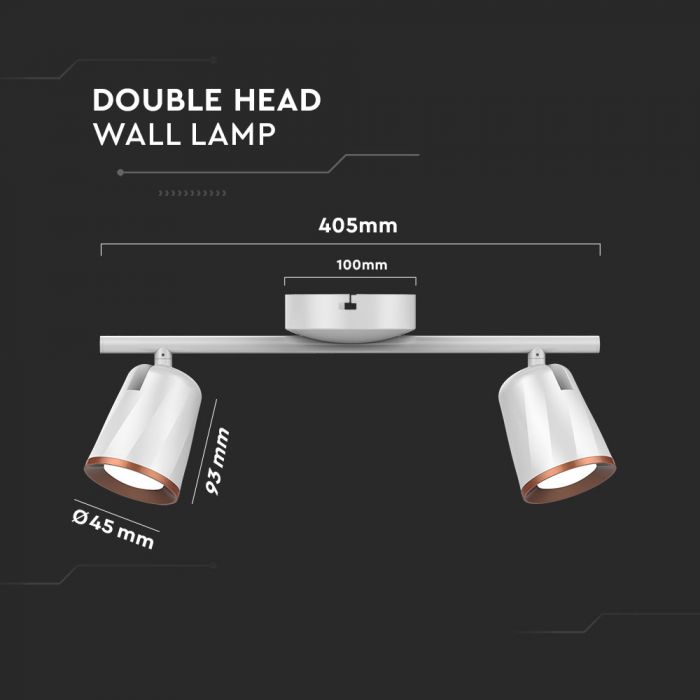 LED WALL LIGHT WHITE 12W DL 960lm 100° 405X100X93 PLASTIC+METAL