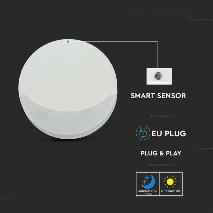 LED NIGHT LIGHT 0.5W DL 10lm 65X53.4 ROUND WHITE SAMSUNG CHIP