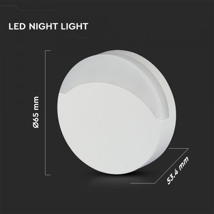 LED NIGHT LIGHT 0.5W DL 10lm 65X53.4 ROUND WHITE SAMSUNG CHIP