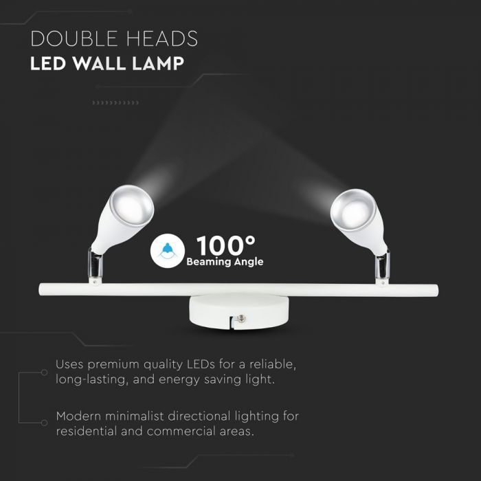 LED WALL LIGHT WHITE 9W WW 720lm 100° 400X100X94 PLASTIC+METAL