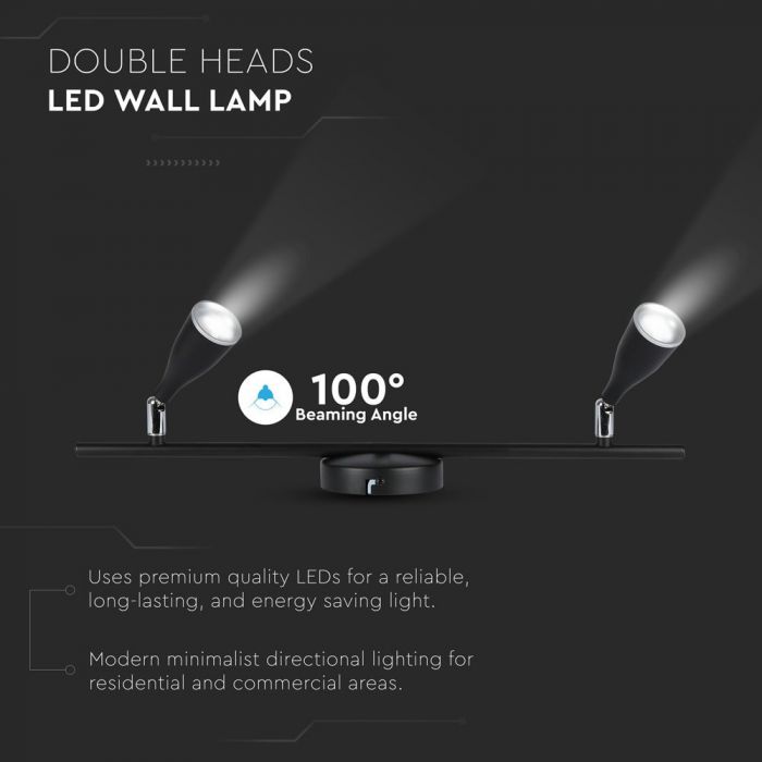 LED WALL LIGHT BLACK 9W WW 720lm 100° 400X100X94 PLASTIC+METAL