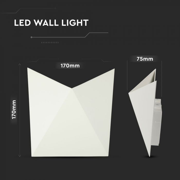 LED WALL LIGHT ALUMINIUM 5W DL 550lm 120° 170X170X75 WHITE IP65