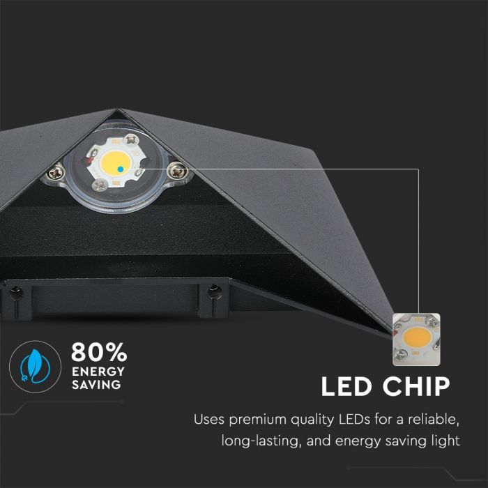 LED WALL LIGHT ALUMINIUM 5W WW 568lm 120° 170X170X75 BLACK IP65