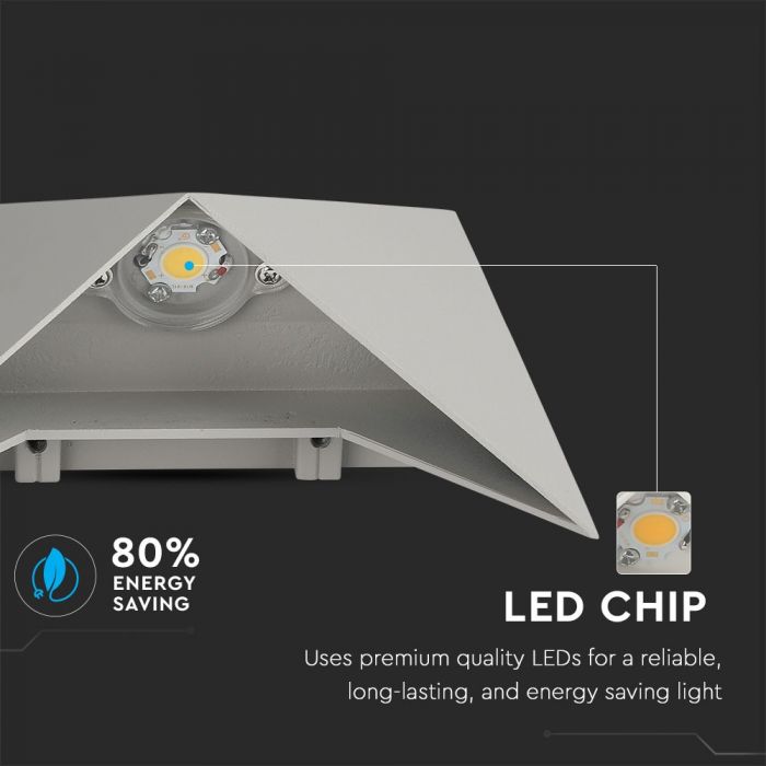 LED WALL LIGHT ALUMINIUM 5W DL 550lm 120° 170X170X75 GREY IP65