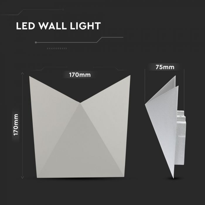 LED WALL LIGHT ALUMINIUM 5W DL 550lm 120° 170X170X75 GREY IP65