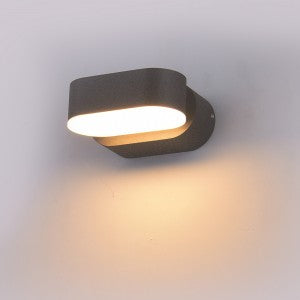 LED WALL LIGHT ALUMINIUM 6W WW 660lm 350° 110X54X96.5 GREY IP65