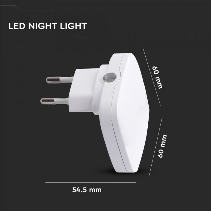 LED NIGHT LIGHT 0.5W DL 10lm 60X54.5 SQUARE WHITE SAMSUNG CHIP