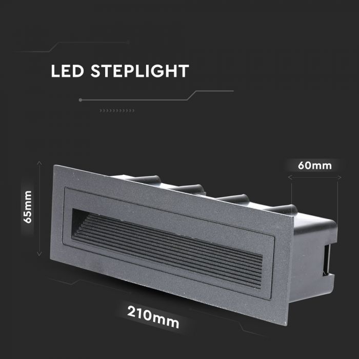 LED STEPLIGHT RECTANGLE 6W DL 120° 240lm GREY 210X65X60 (195X46)